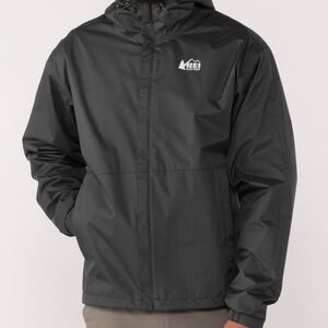 REI Trailmade Rain Waterproof Jacket Men's Black Lightweight Medium Outdoors